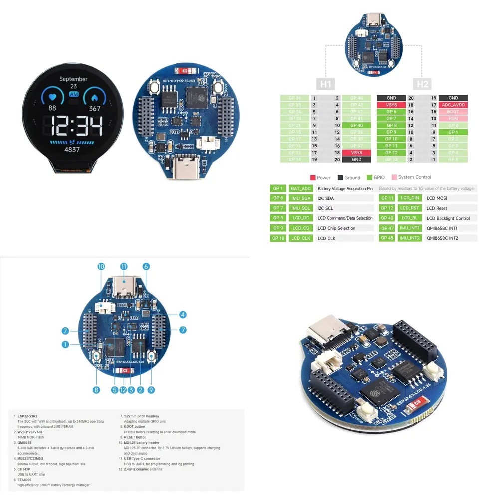 ESP32-S3 LCD ontwikkelbord 1,2 - Esp32 Development Board recensie en prijs