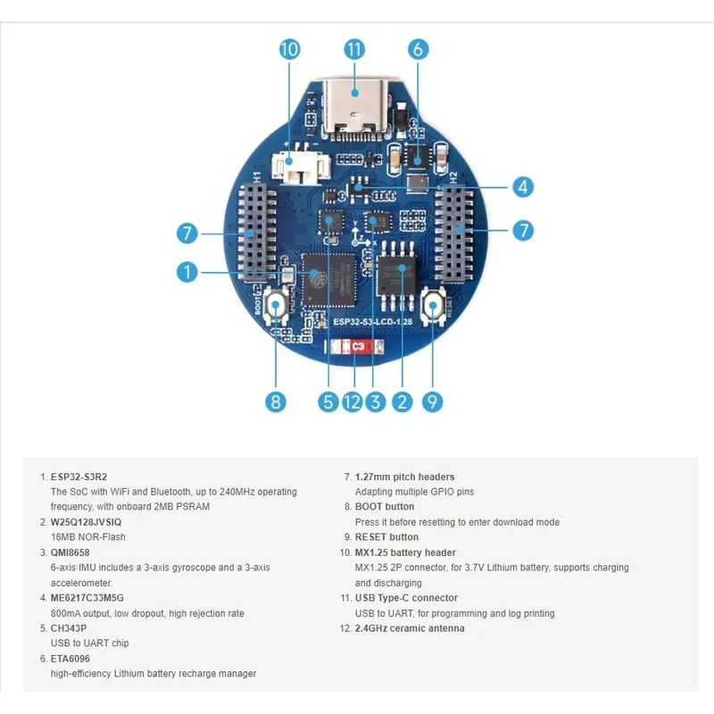 ESP32-S3 LCD ontwikkelbord 1,2 - Esp32 Development Board recensie en prijs